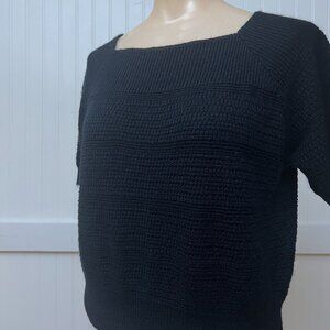 Wilroy Traveler Vintage Short Sleeve Knit Cropped Sweater Top Square Neck VTG
